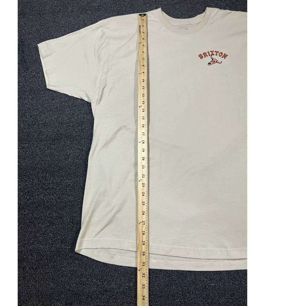 Brixton Mens Graphic T Shirt Beige‎ Long Sleeve Skull Print XXL
